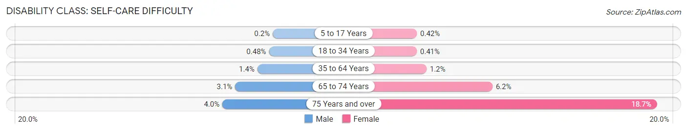 Disability in Zip Code 60148: <span>Self-Care Difficulty</span>