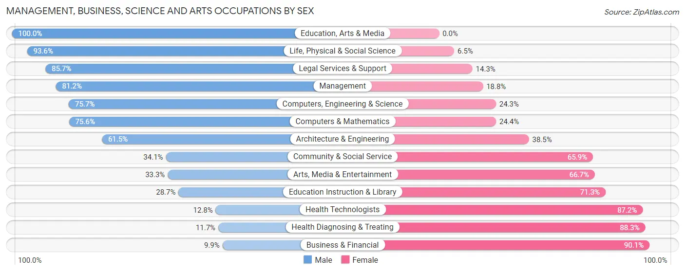 Management, Business, Science and Arts Occupations by Sex in Zip Code 60151