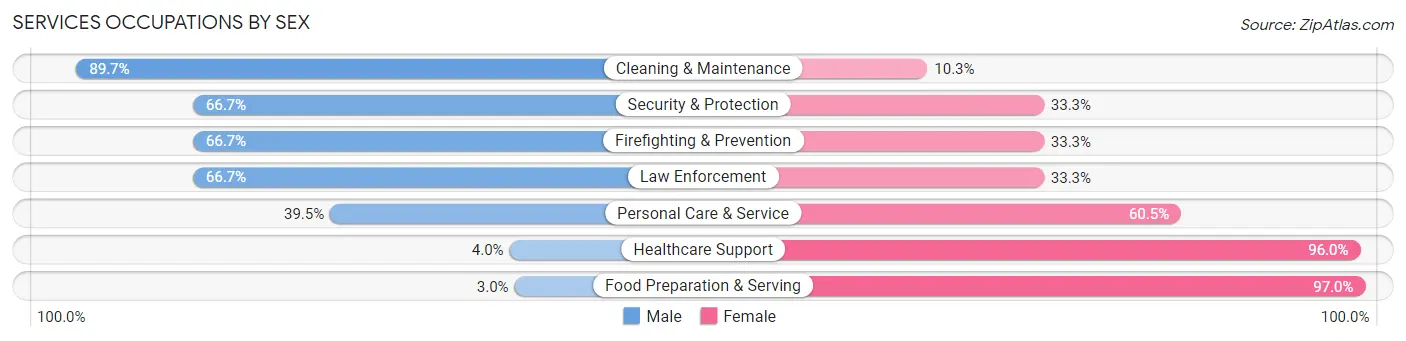 Services Occupations by Sex in Zip Code 60151