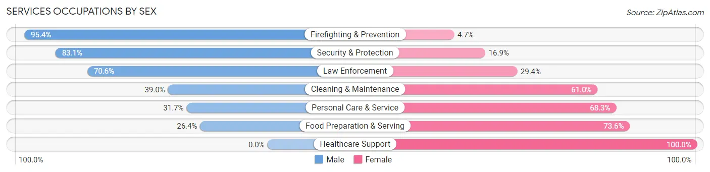 Services Occupations by Sex in Zip Code 60178