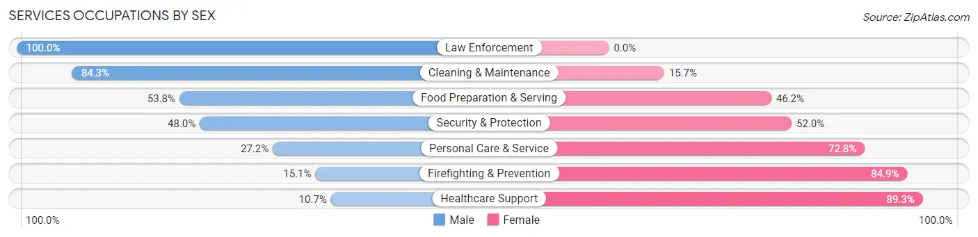 Services Occupations by Sex in Zip Code 60302