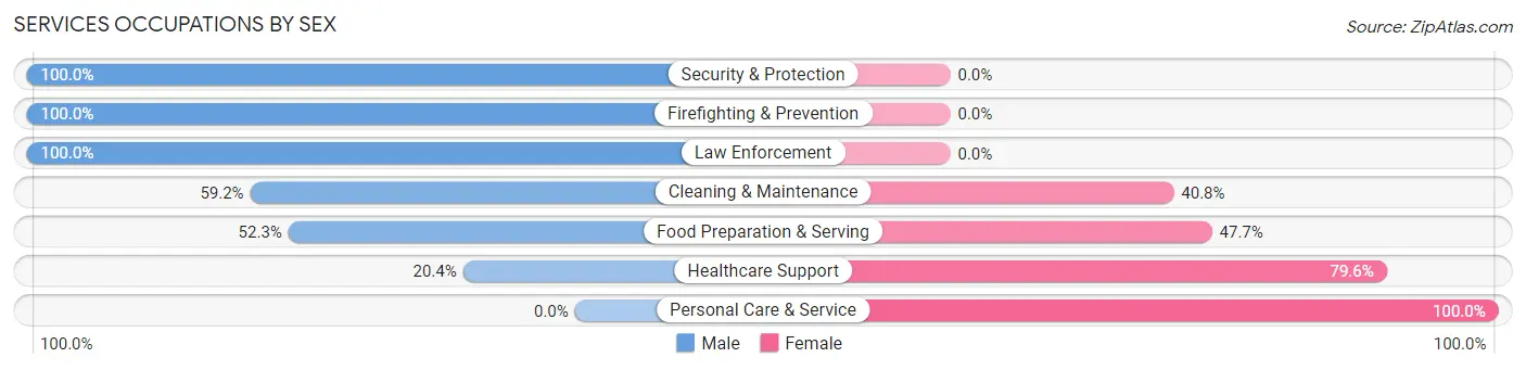 Services Occupations by Sex in Zip Code 60418