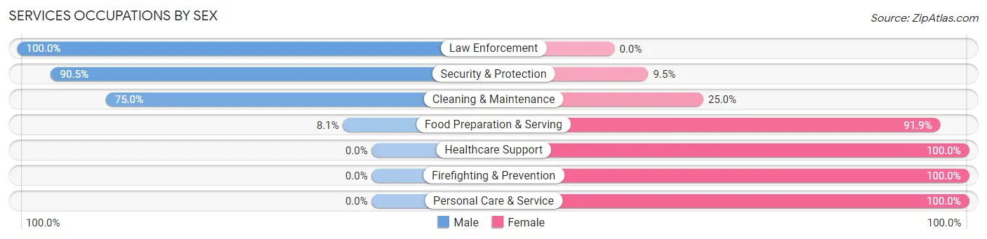 Services Occupations by Sex in Zip Code 60424