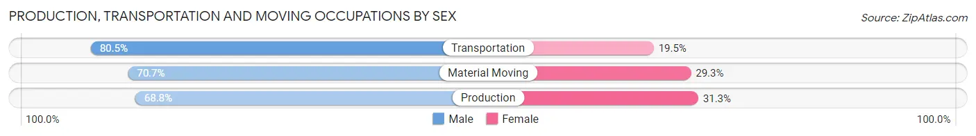 Production, Transportation and Moving Occupations by Sex in Zip Code 60435