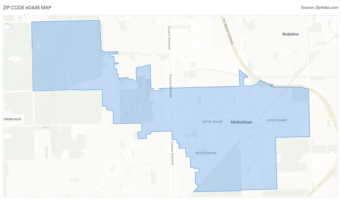 Zip Code 60445 Map