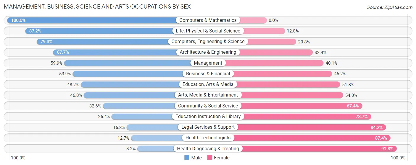 Management, Business, Science and Arts Occupations by Sex in Zip Code 60450