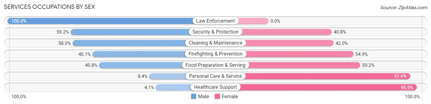 Services Occupations by Sex in Zip Code 60481