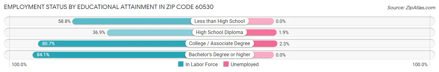 Employment Status by Educational Attainment in Zip Code 60530