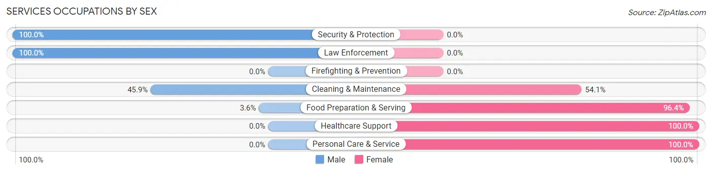 Services Occupations by Sex in Zip Code 60545