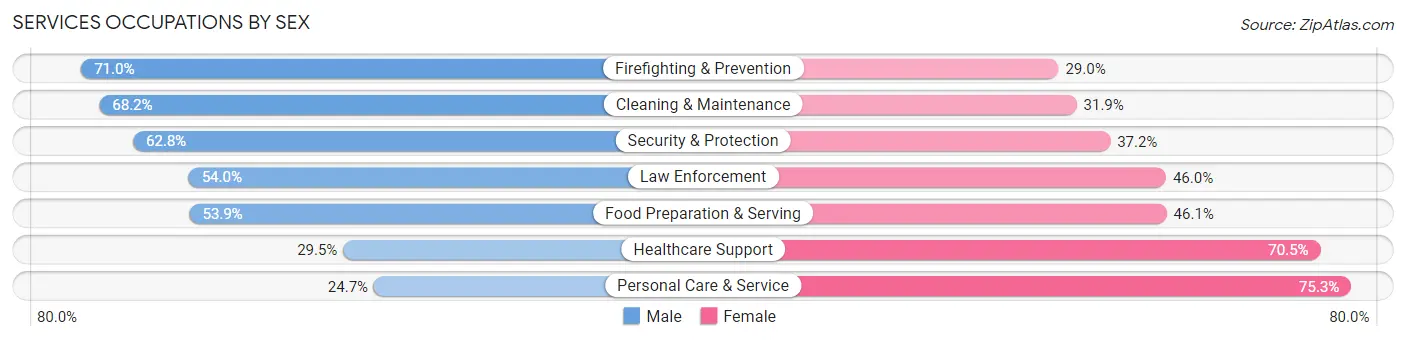 Services Occupations by Sex in Zip Code 60901