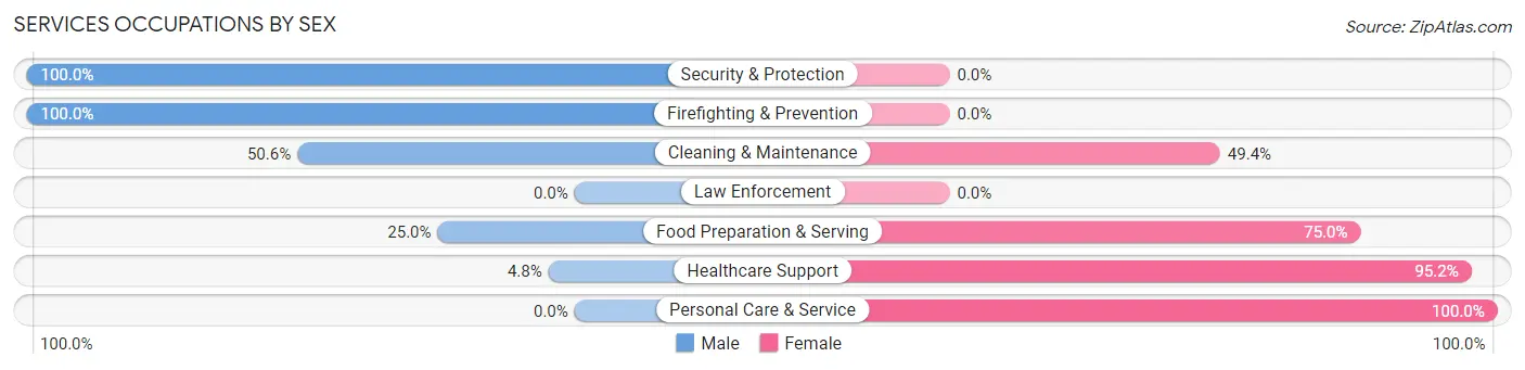 Services Occupations by Sex in Zip Code 60948