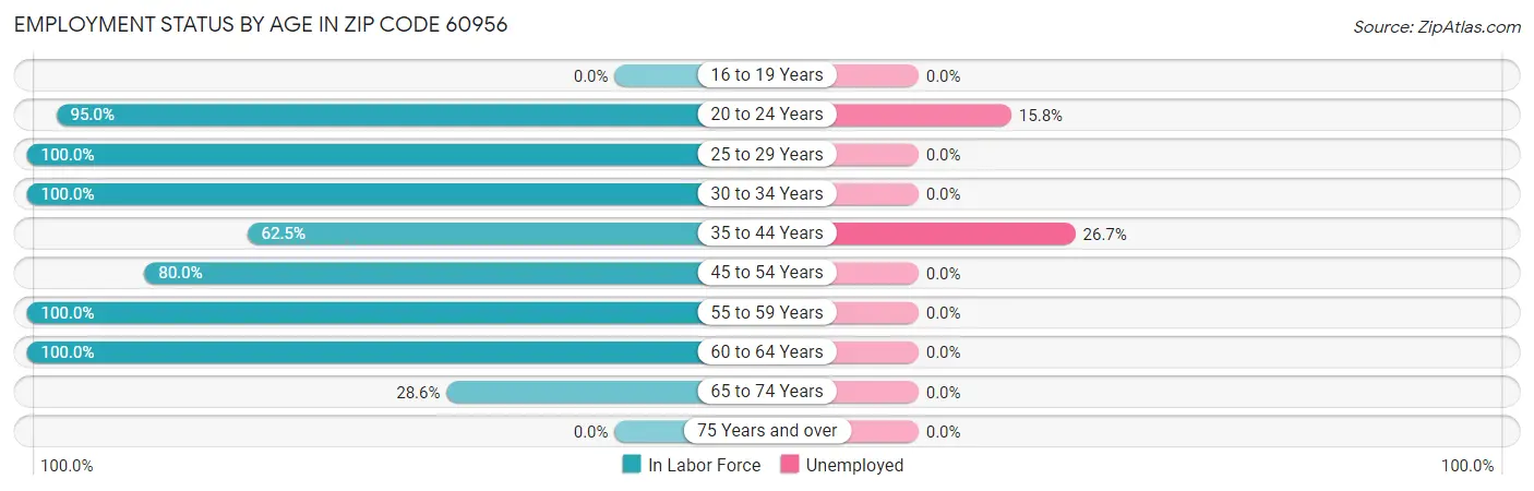 Employment Status by Age in Zip Code 60956