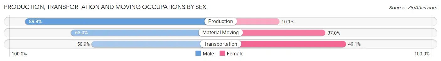 Production, Transportation and Moving Occupations by Sex in Zip Code 61020