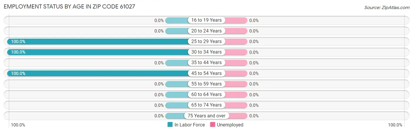 Employment Status by Age in Zip Code 61027