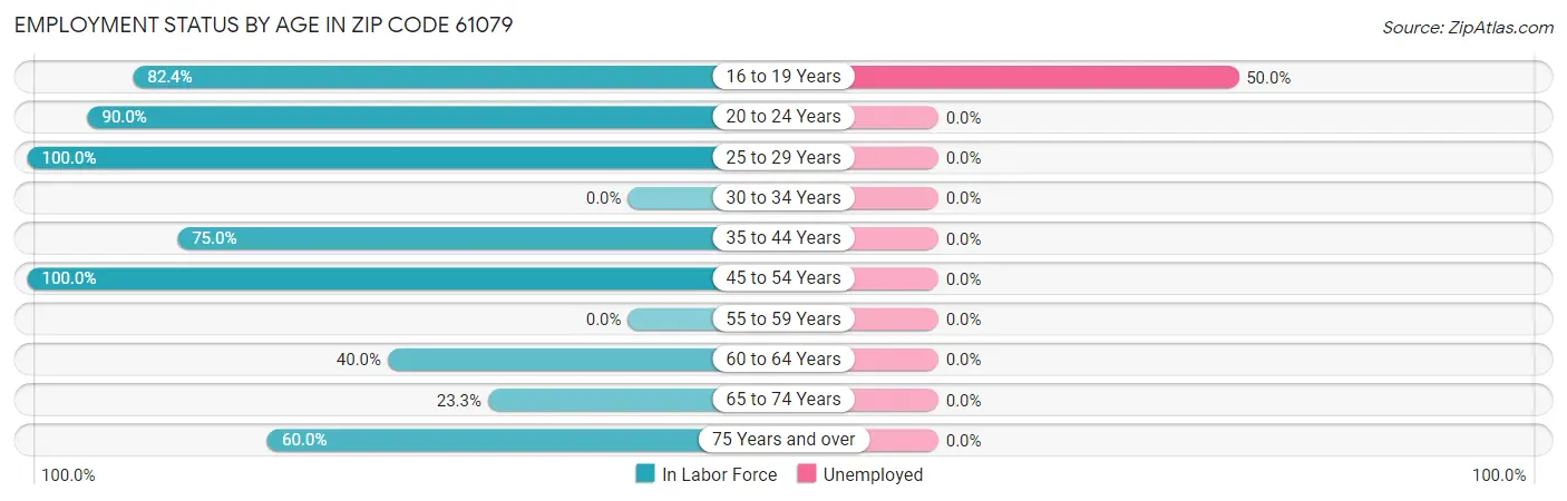 Employment Status by Age in Zip Code 61079