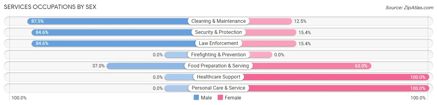 Services Occupations by Sex in Zip Code 61234