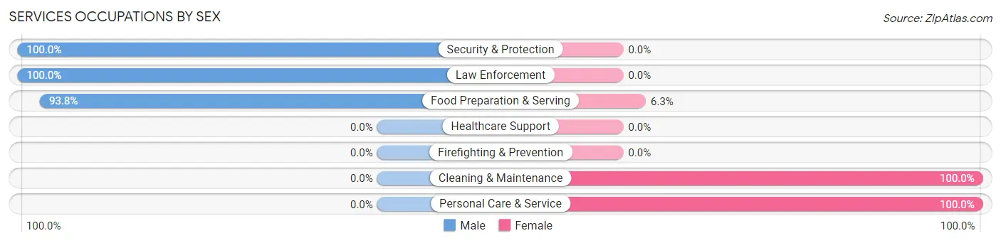 Services Occupations by Sex in Zip Code 61372