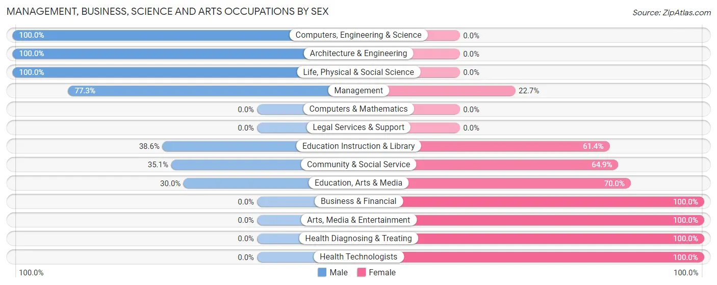 Management, Business, Science and Arts Occupations by Sex in Zip Code 61413