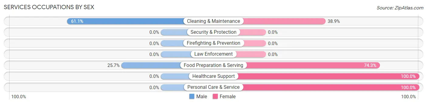 Services Occupations by Sex in Zip Code 61537