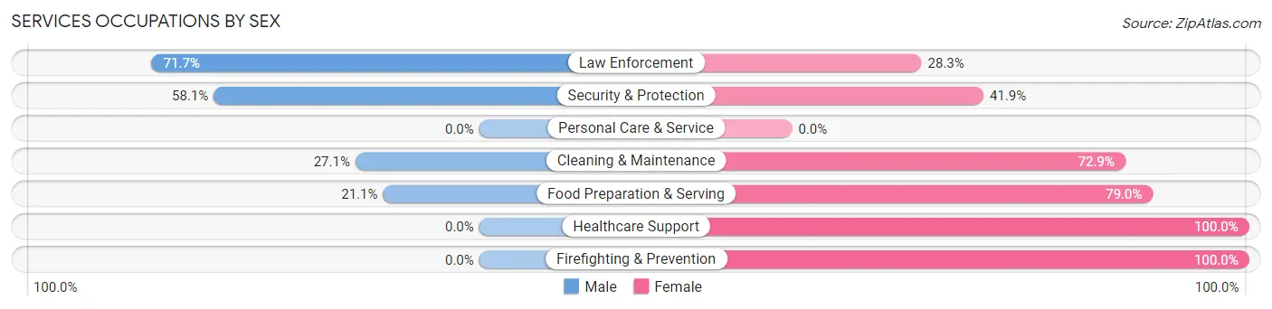 Services Occupations by Sex in Zip Code 61739