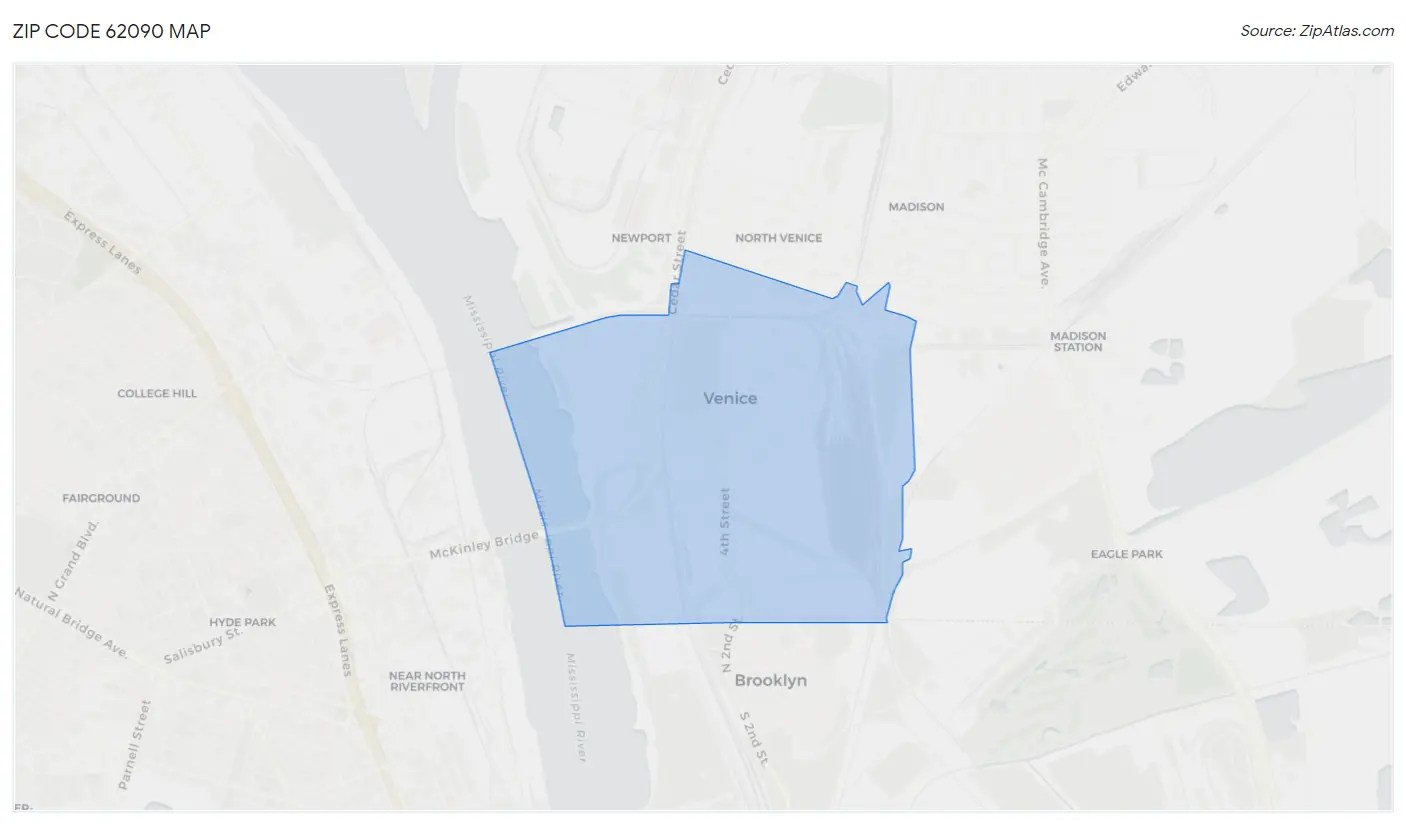 Zip Code 62090 Map