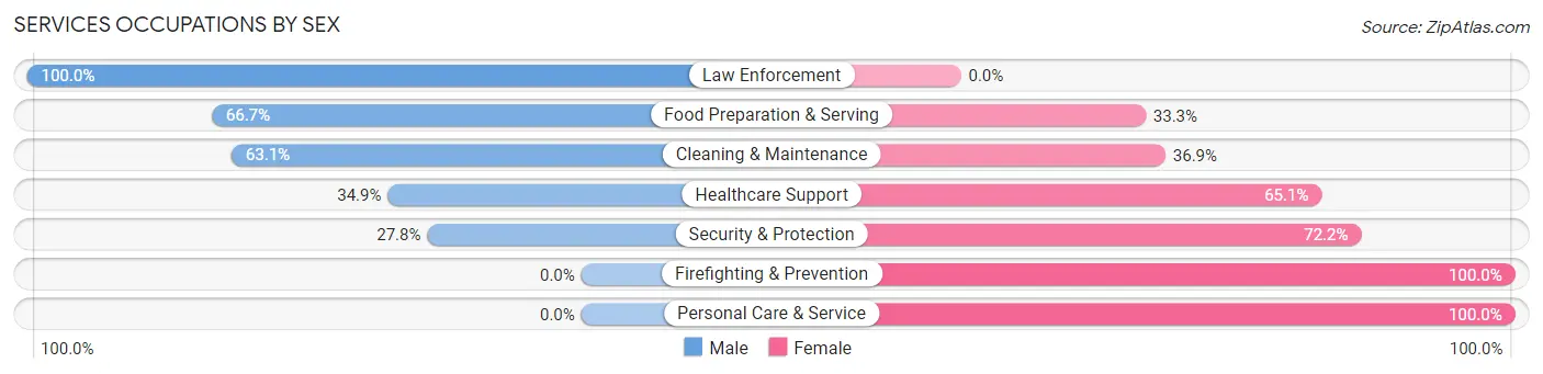 Services Occupations by Sex in Zip Code 62203