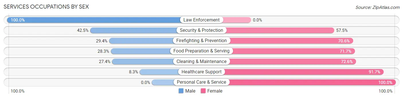 Services Occupations by Sex in Zip Code 62207