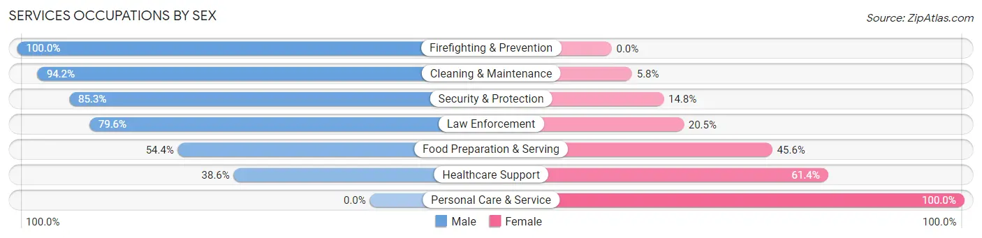 Services Occupations by Sex in Zip Code 62260