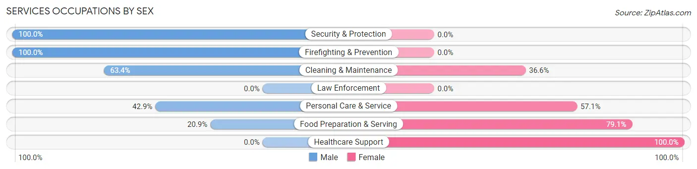 Services Occupations by Sex in Zip Code 62275