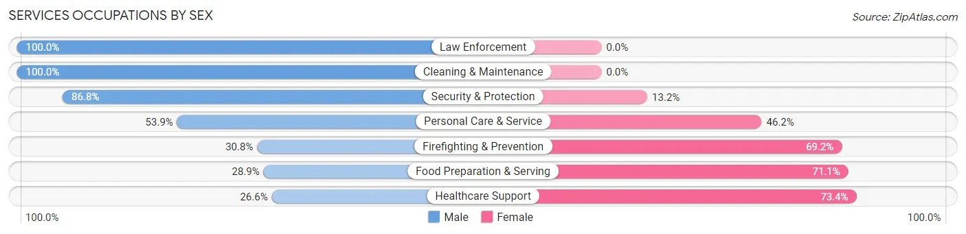 Services Occupations by Sex in Zip Code 62294