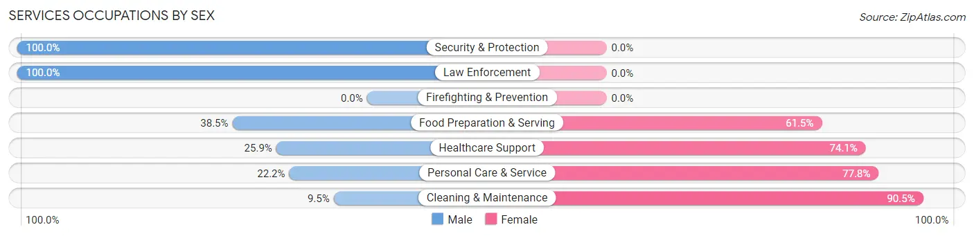 Services Occupations by Sex in Zip Code 62379