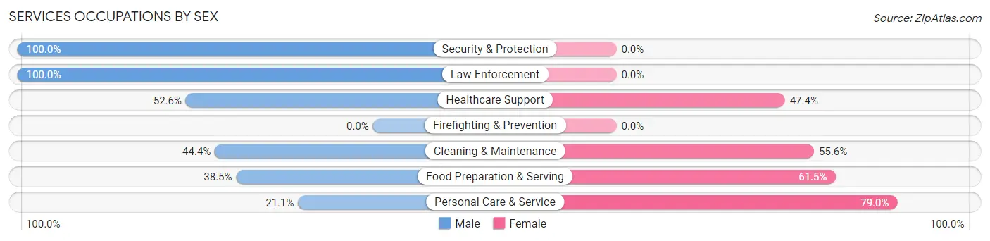 Services Occupations by Sex in Zip Code 62426