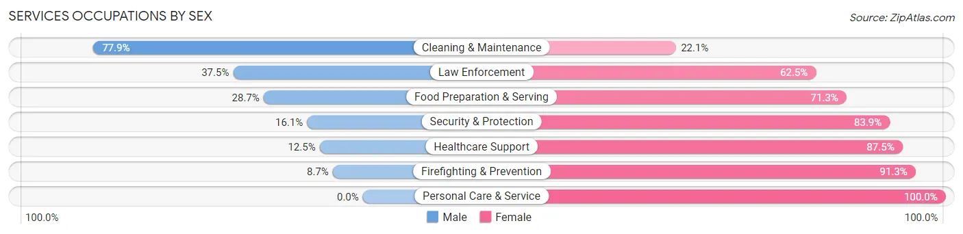 Services Occupations by Sex in Zip Code 62447