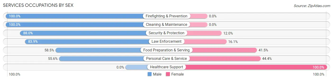 Services Occupations by Sex in Zip Code 62563