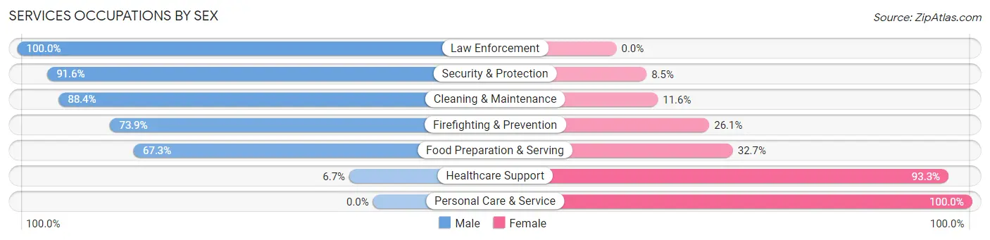Services Occupations by Sex in Zip Code 62613