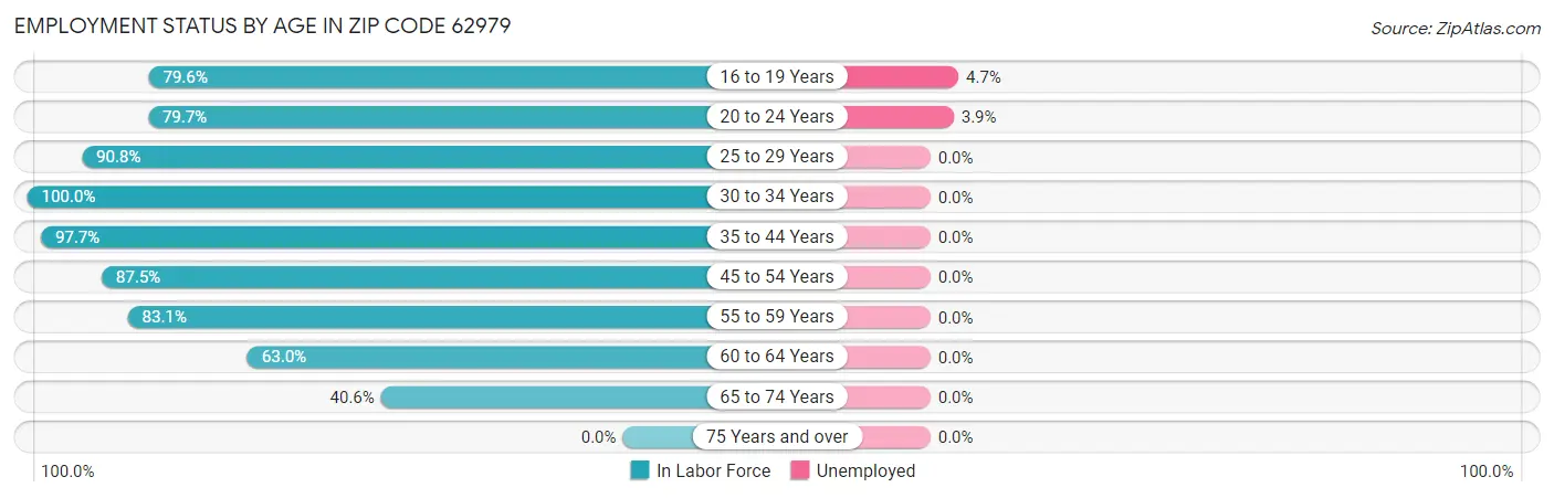 Employment Status by Age in Zip Code 62979