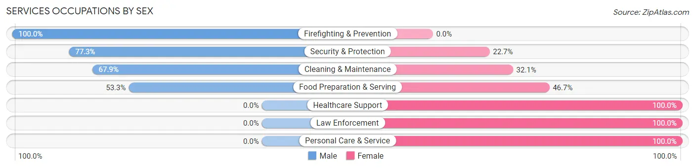 Services Occupations by Sex in Zip Code 63012