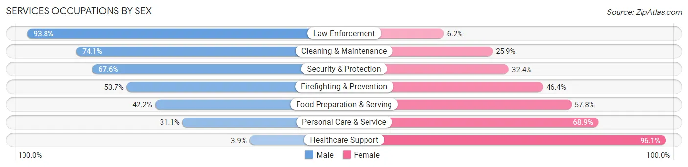 Services Occupations by Sex in Zip Code 63026