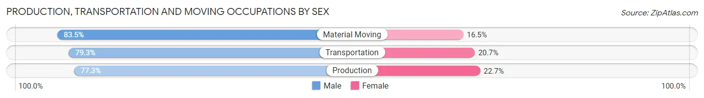 Production, Transportation and Moving Occupations by Sex in Zip Code 63031