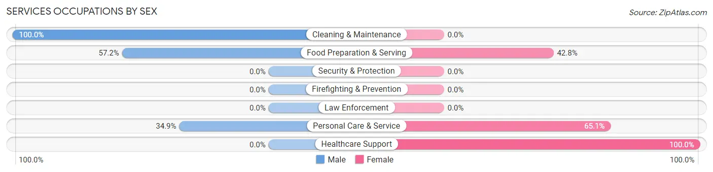 Services Occupations by Sex in Zip Code 63038