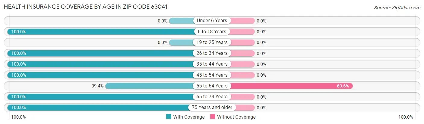 Health Insurance Coverage by Age in Zip Code 63041