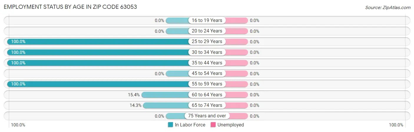Employment Status by Age in Zip Code 63053