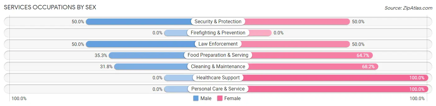 Services Occupations by Sex in Zip Code 63380