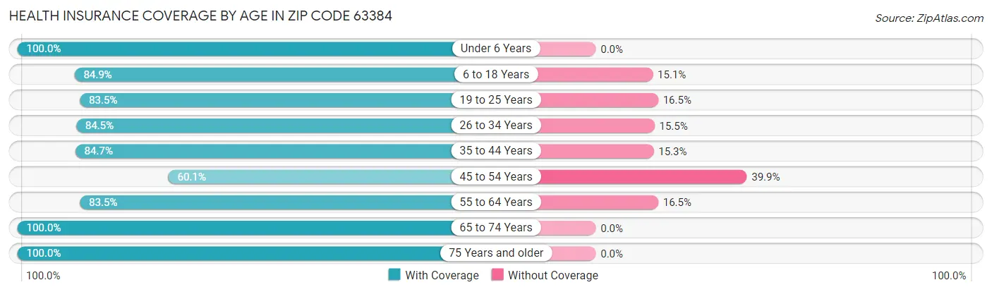 Health Insurance Coverage by Age in Zip Code 63384