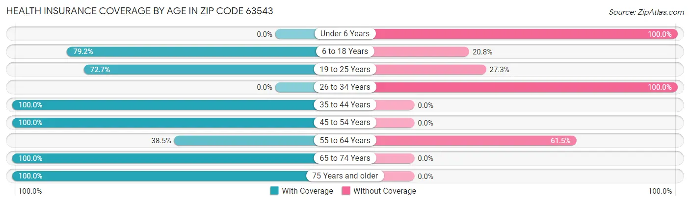 Health Insurance Coverage by Age in Zip Code 63543