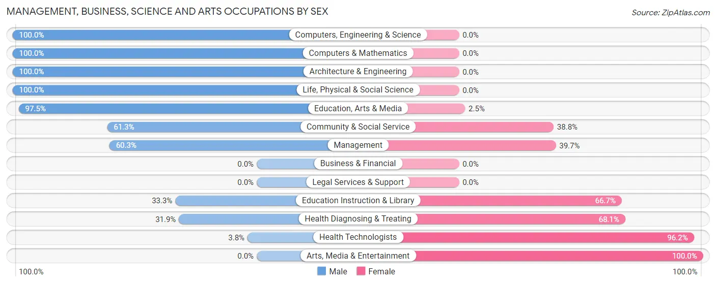 Management, Business, Science and Arts Occupations by Sex in Zip Code 63546