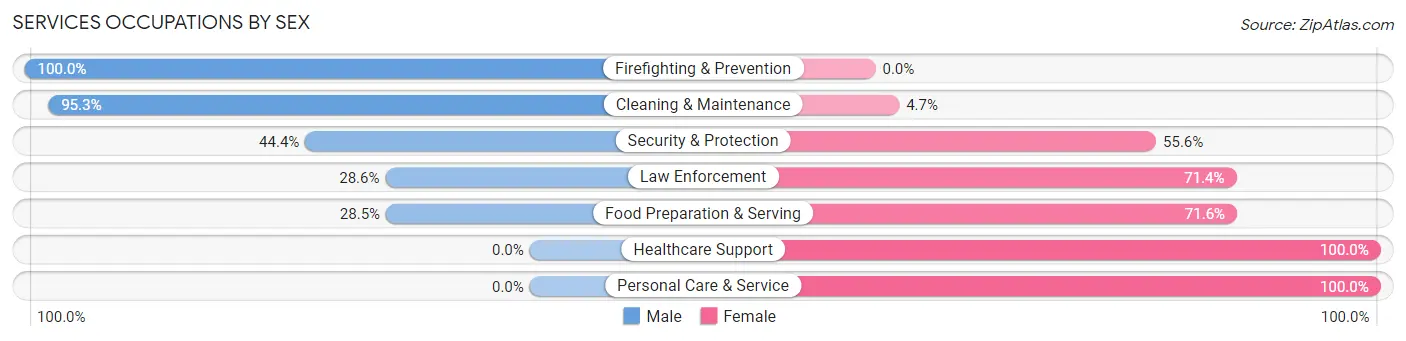 Services Occupations by Sex in Zip Code 63556