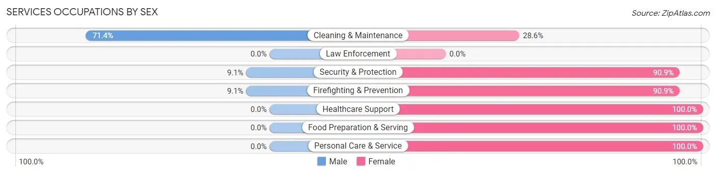 Services Occupations by Sex in Zip Code 63629