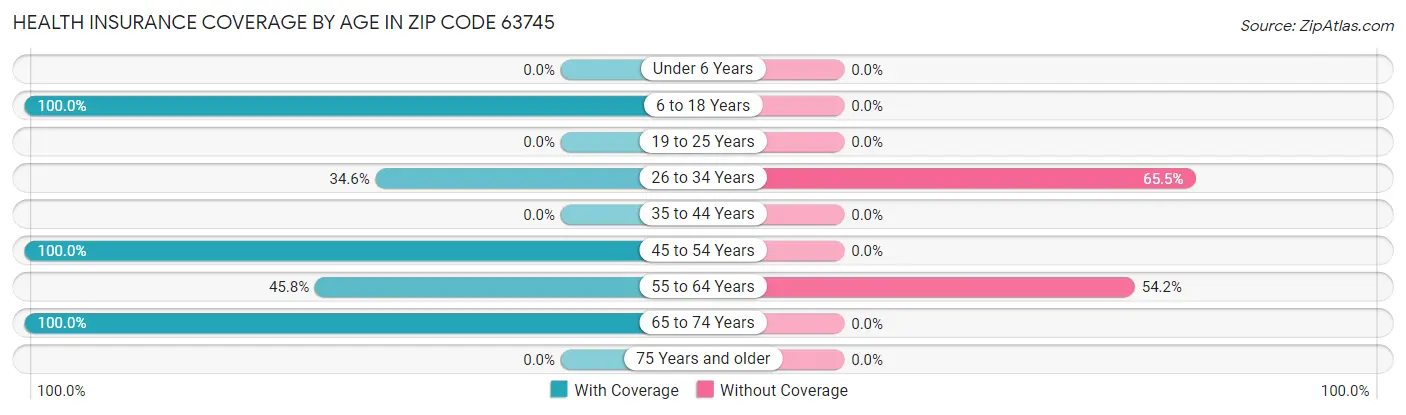 Health Insurance Coverage by Age in Zip Code 63745