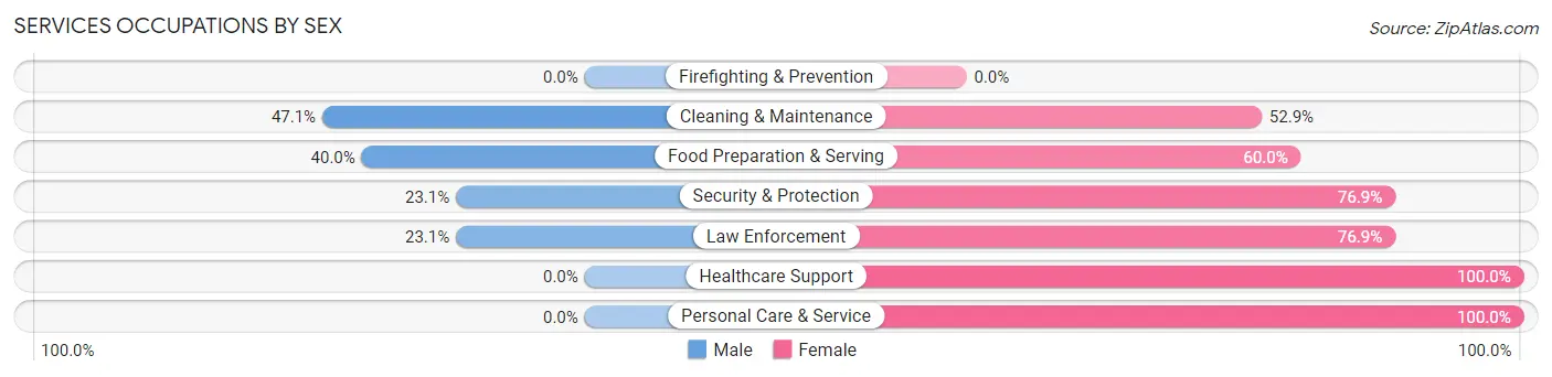 Services Occupations by Sex in Zip Code 63825